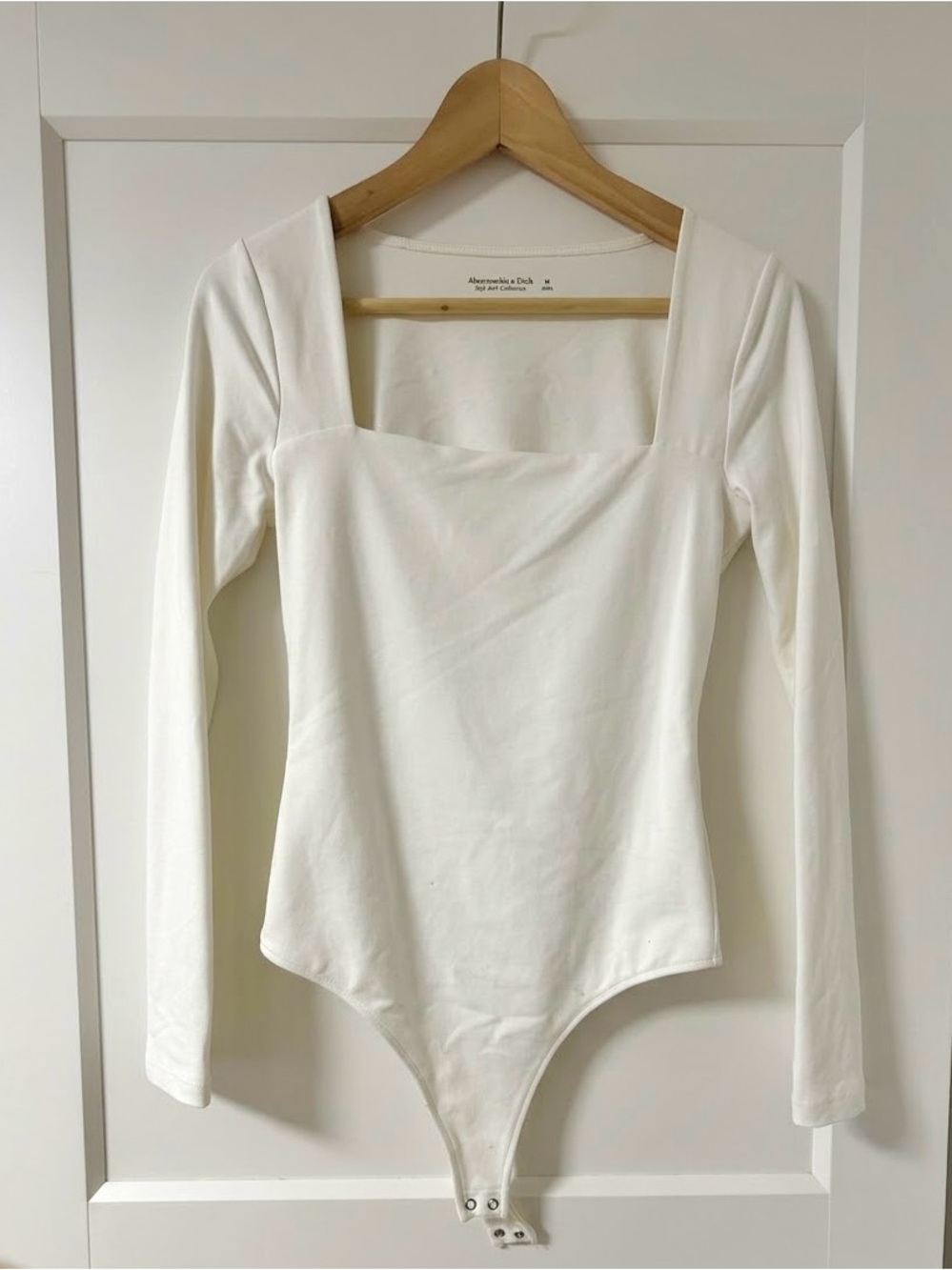 Abercrombie & Fitch Cream Long-Sleeve Square Neck Bodysuit (Never Worn)